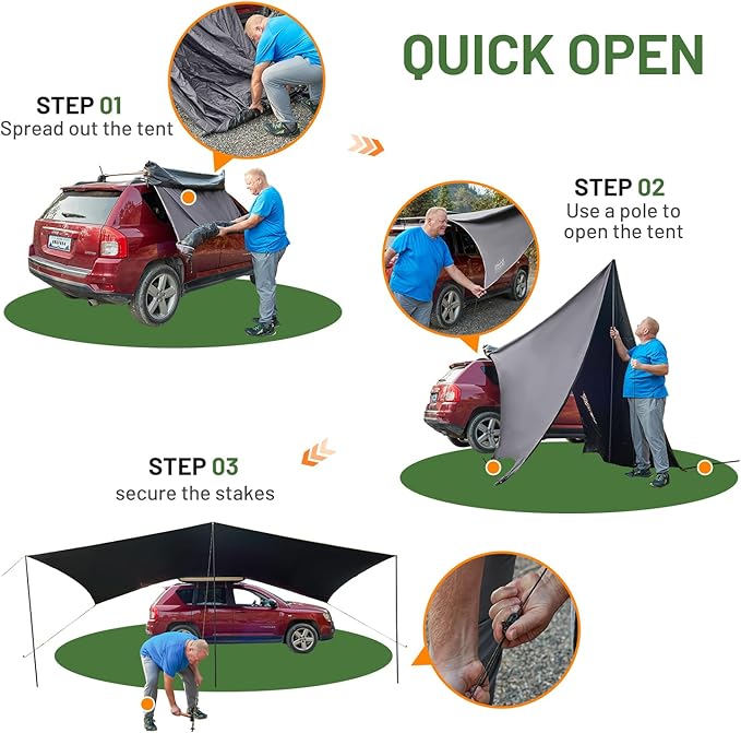 TIMBER RIDGE 19x9.8ft Retractable Vehicle Awning with Blackout Coating Roof Rack Pull-Out Sun Shade Overland Camping, Waterproof Sun Shelter for Car/Truck/Jeep/SUV/Van Grey