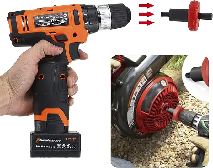 Electric Start Drill Bit, Engine Lawn Mower Jump Starter Adapter Replacement for Troy bilt, Replacement for Craftsman Speed Start bit, no Manual Pull to Start