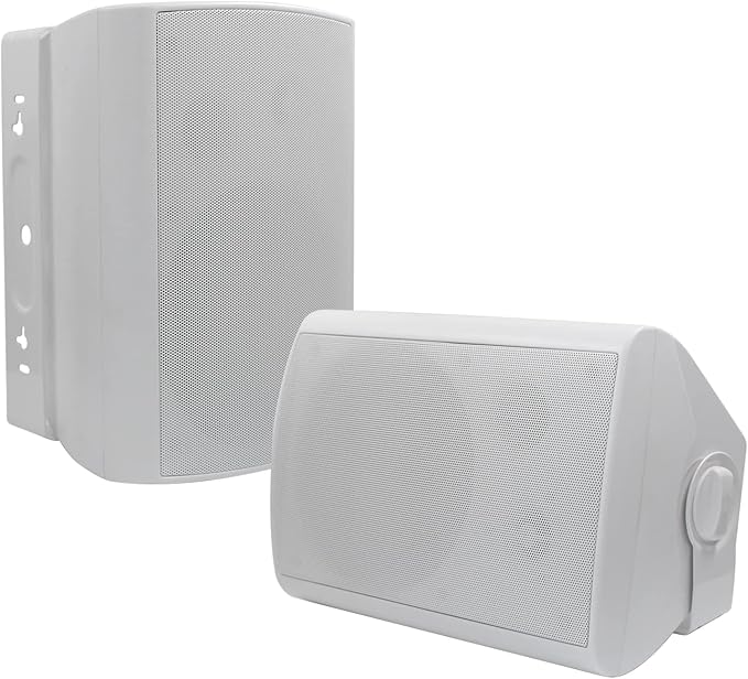 Herdio 6.5 Inch 400W Indoor Outdoor Speakers Wired Waterproof Passive with Powerful Bass,Wall Mount Speakers for Patio Garage Covered Deck,All-Weather Durability(Pair,White)