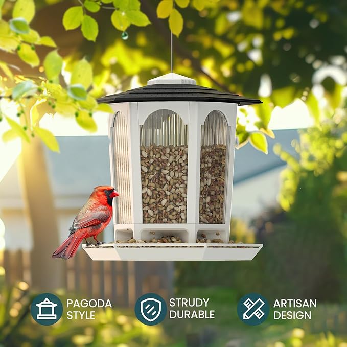 2 Pack Solar Bird Feeders for Outdoors Hanging - Attract Wild Birds & Cardinals, Elegant Minimalist Design, Garden Décor, Unique Gift
