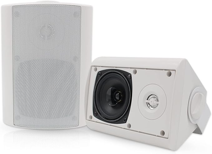 Herdio 4 Inches Passive Indoor Outdoor Speakers Waterproof Wired 200 Watt with Powerful Bass,Wall Mount Speakers for Patio Garage Covered Deck