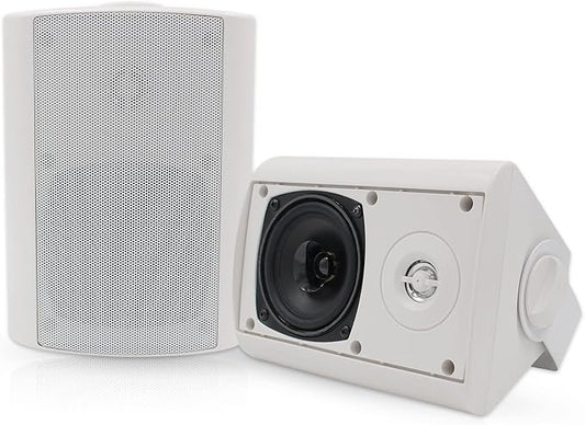 Herdio 4 Inches Passive Indoor Outdoor Speakers Waterproof Wired 200 Watt with Powerful Bass,Wall Mount Speakers for Patio Garage Covered Deck