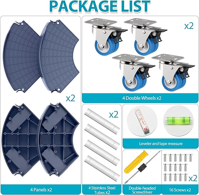 VANCASTLE Plant Caddy with Lockable Wheels Heavy Duty 450lbs Capacity, 15-22 Inch Adjustable Plant Stand with Wheels Rolling base, Plant Dolly for Flower Pot Mover Indoor Outdoor, Blue, 2 Pack