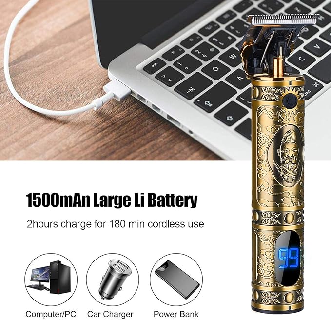 Suttik Hair Clippers for Men, Professional Hair & Beard Trimmer for Men, T-Blade Hair Edgers Clippers, Gold Knight Close-Cutting Trimmers, Cordless Clippers for Hair Cutting