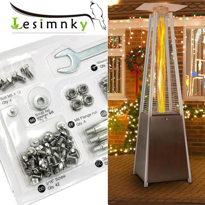 Pyramid Propane Patio Heater Master Bolt Set Replacement Parts - Square Glass Tube Patio Heater Replacement Hardware Parts (Replace Screws)