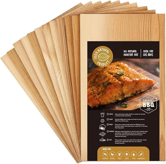 12 Pk Cedar Planks for Grilling Salmon, Meat Fish and Veggies. Adding Extra Smoke and Flavor, Soaking Fast, Cedar Grilling Planks for Clearance(11"X5", Natural Cedar Wood)