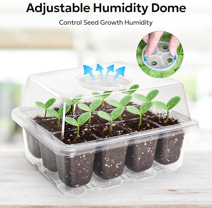 MIXC 10 Packs Seed Starter Tray Seed Starter Kit with Humidity Dome (120 Cells Total Tray) Seed Starting Trays Plant Starter Kit and Base Mini Greenhouse Germination Kit for Seeds Growing Starting