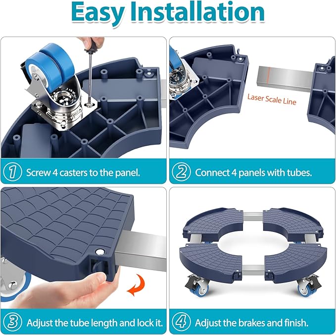 VANCASTLE Plant Caddy with Lockable Wheels Heavy Duty 450lbs Capacity, 15-22 Inch Adjustable Plant Stand with Wheels Rolling base, Plant Dolly for Flower Pot Mover Indoor Outdoor, Blue, 2 Pack