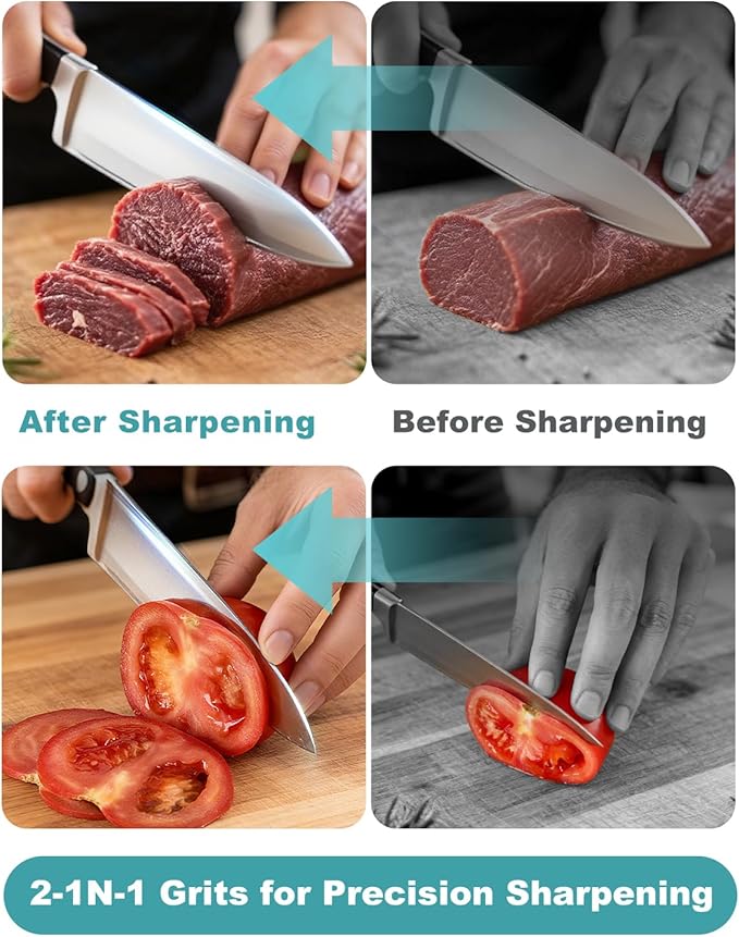 1000/6000 Grit knife Sharpening Stone Dual Sided Whetstone with Non-Slip Rubber Base, Premium knife Sharpener for Kitchen, Hunting, Pocket Knives and Blades