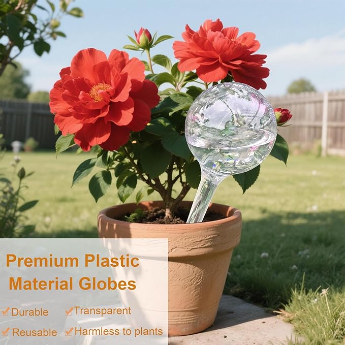 Plant Automatic Watering Devices, Clear Plastic Self-Watering Bulbs Flower Automatic Watering Device While Away Garden Waterer for Plant Indoor Outdoor