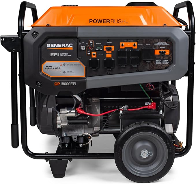 Generac 22,500/18,000-Watt Portable Gas Generator - Electric Start - Home Backup or RV Ready - Heavy Duty Frame - Quiet, Long Runtime, Emergency Power - 49-State Compliant