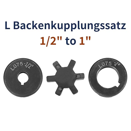 uxcell 1/2" to 1" L075 Flexible 3-Piece L-Jaw Coupling Coupler Set & Buna-N NBR Rubber Spider for Log Splitter Hybrid Equipment