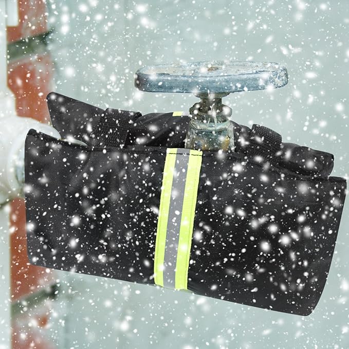 2Pcs Outdoor Faucet Cover for Winter Freeze Protection Frost Proof Insulated Spigot Freeze Miser Reusable Waterproof Water Faucet Insulation Wrap with Reflective Strip for Garden Yard Outside Hose Bib