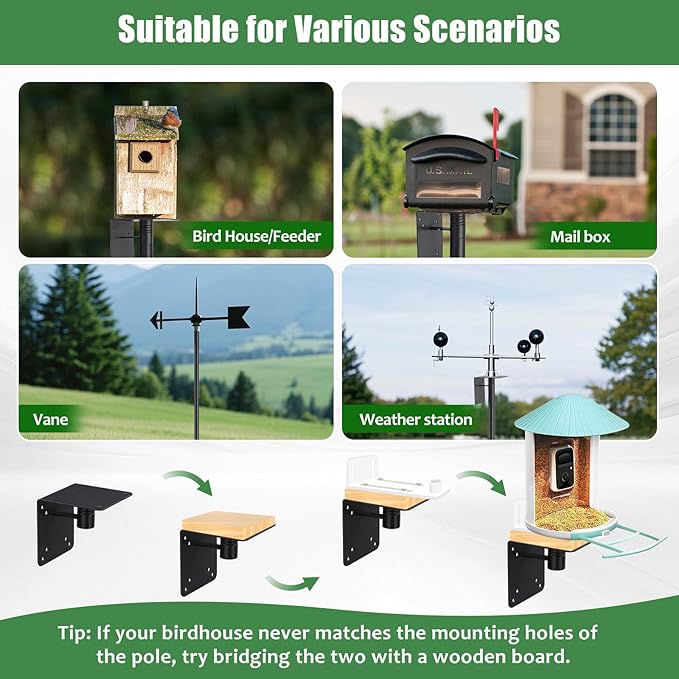 Bird Feeder Pole 60" Outdoor Decor - Premium Metal, Rust-Resistant, Sturdy & Weatherproof - Easy Installation for Garden, Lawn, Field Bird House Pole, Bird Feeder, Outdoor Birdhouse