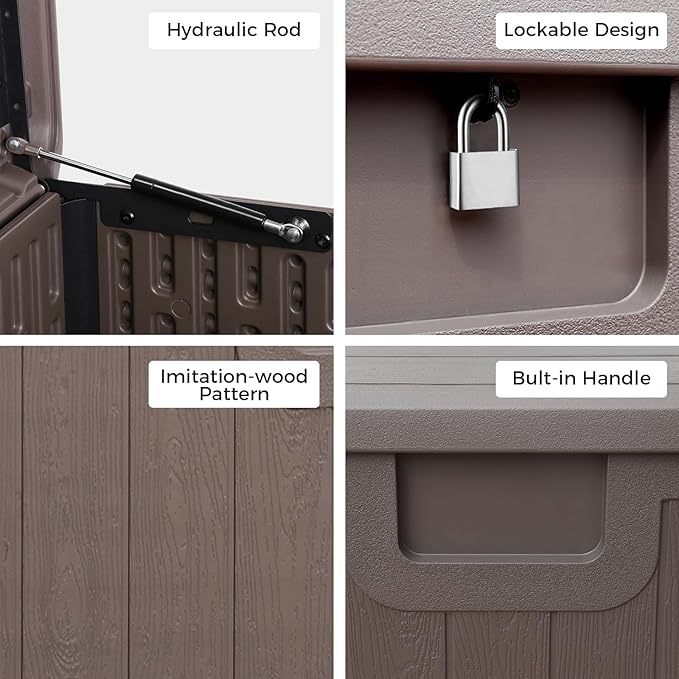 Outdoor Storage Deck Box 100 Gallon, UV Resistant & Waterproof Deck Box with Double-Wall Construction, Lockable Storage Bins Container for Pool Patio Garden