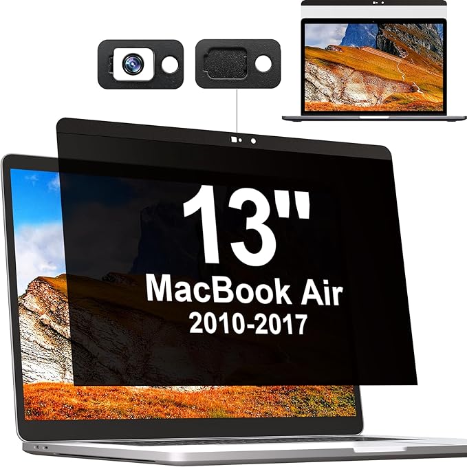 Mamol Privacy Screen MacBook Air 13 Inch (2010-2017), Magnetic Removable Anti Blue Light Glare Filter Anti Spy Screen Protector with Camera Cover for Apple Mac 13'' Laptop (A1369, A1466)