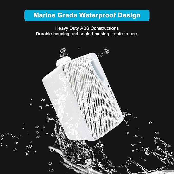STUDIOFINIX Passive Outdoor Speakers Wired Waterproof -3.5 Inch 3 Way 200W Surface Marine & Wall Mount Speakers, Suitable for Home, Boat, Poolside, Patio, Indoor Outdoor Use(White