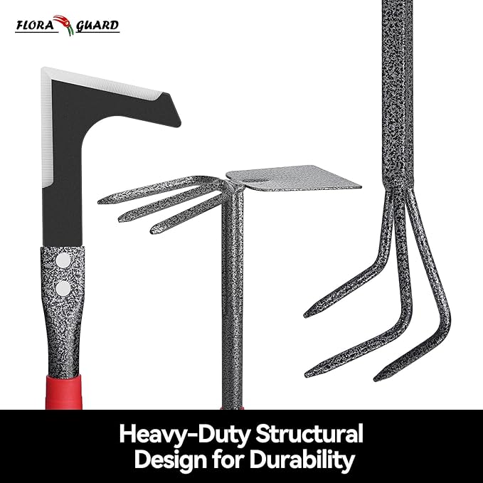 FLORA GUARD Garden Tool Set, 6 Piece Heavy Duty, Large Size Gardening Hand Tools, Sturdy & Durable, Classic Utility Gardening Gift for Seniors and Women
