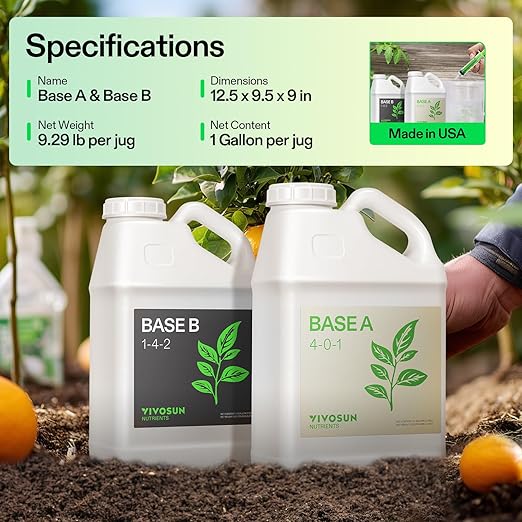 VIVOSUN Liquid Nutrients Base A & B Bundle, Grow Big Hydroponic Fertilizer, Supports Vegetative and Flowering Stages for Outdoor, Indoor Plants, Best Plant Food, Set of 1 Gallon