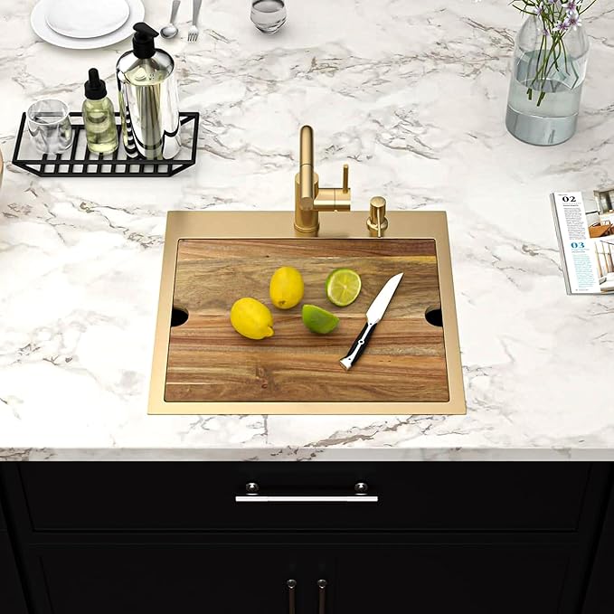 Gold Bar Sink With Faucet Drop In Bar Sinks 18 Inch Stainless Steel Indoor Outdoor Kitchen Workstation16 Gauge Single Bowl Small Sinks With Pull-out Faucet 18"x18"x9"