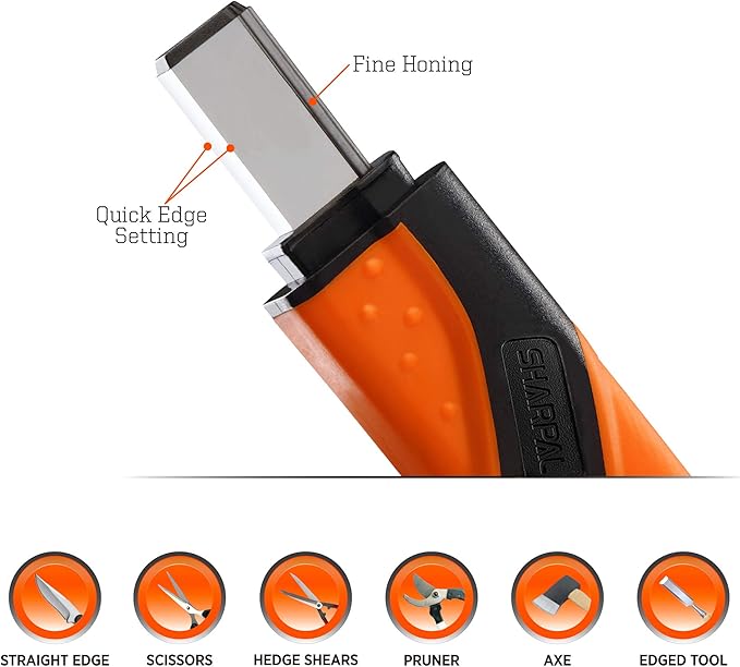 SHARPAL 105N Multipurpose Pocket Garden Tool Blade Sharpener for Knife Pruners Loppers Hedge Shears Scissors Axe Hatchet Machete Lawn Mower