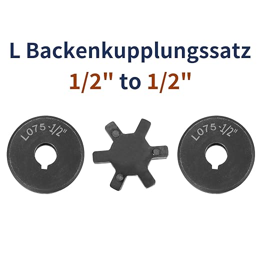 uxcell 1/2" to 1/2" L075 Flexible 3-Piece L-Jaw Coupling Coupler Set & Buna-N NBR Rubber Spider for Log Splitter Hybrid Equipment