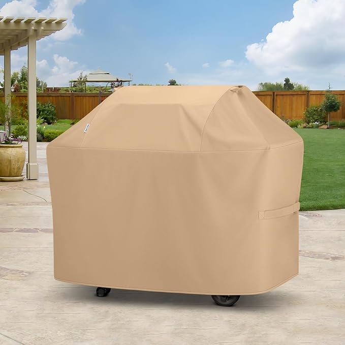 Unicook 52 Inch Grill Cover for Outdoor Grill, Heavy Duty Waterproof BBQ Cover Compatible with Char-Broil Nexgrill and Weber Spirit 2-3 Burner Gas Grills, All Weather Protection, Light Brown
