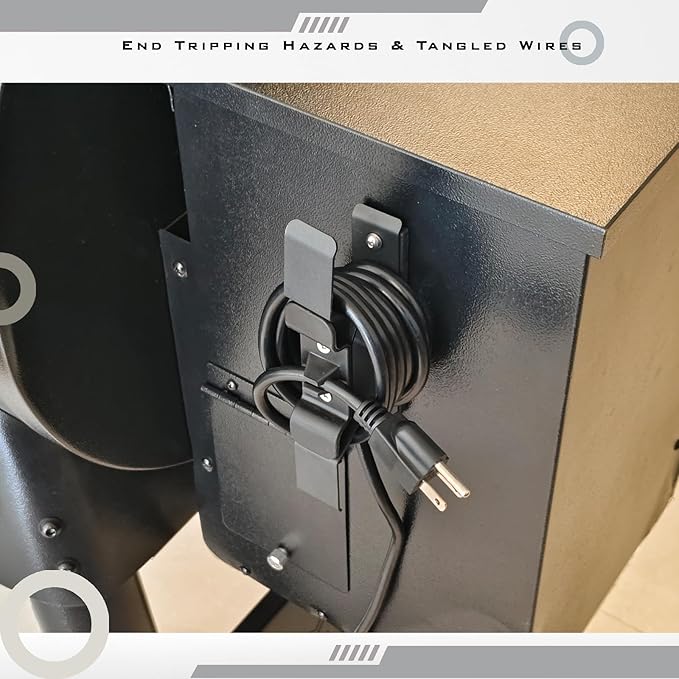 Pellet Grill Smoker Magnetic Power Cord Organizer for Traeger Pellet Grills and Smokers - Metal Material with Strong Magnet for Tangle-Free Cord Storage, Fits Most Pellet Smoker Accessory