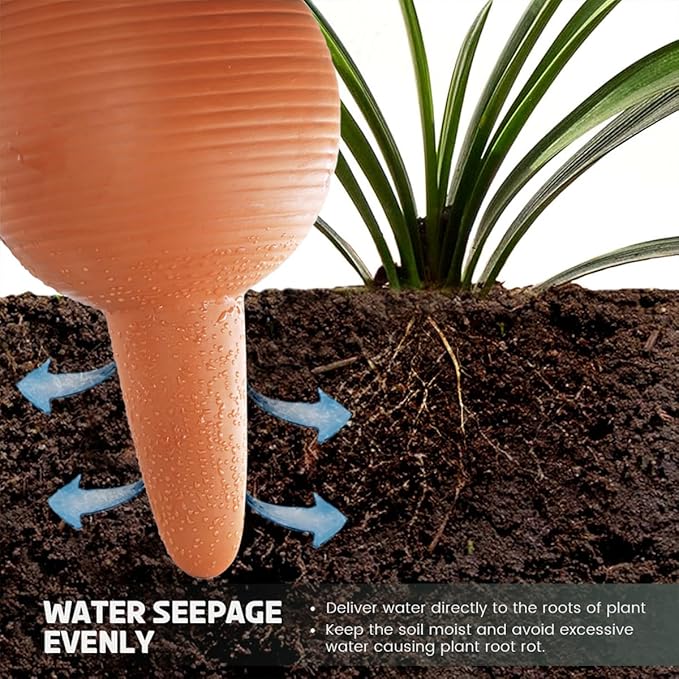 Plant Watering Globes Set of 4, 14oz Terracotta Self-Watering Globes for PottedPlants, Watering Planter Insert Bulbs with Cork Stoppers, Automatic Watering Spikes for Indoor&Outdoor Plants