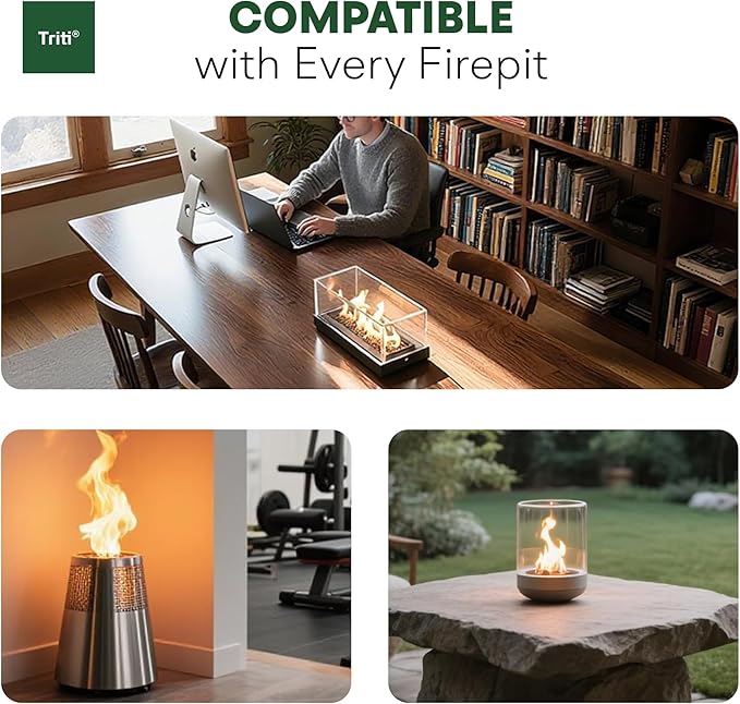 Triti Premium Bioethanol Fuel for Tabletop Fire Pit, Alcohol Stove, Indoor/Outdoor Fireplace, Portable Smokeless Fire Pit, Fireplace Heater for Indoor Use, Denatured Alcohol Liter Size (12)