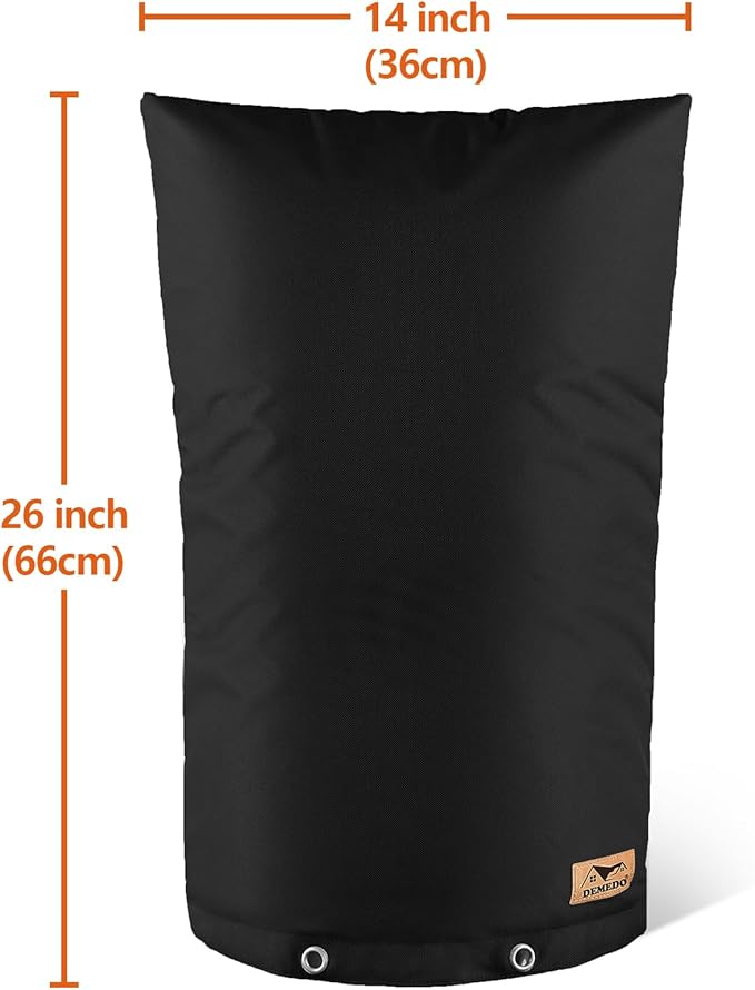 Backflow Preventer Insulation Cover - Water Pipe Insulation Sprinkler Cover for Outside - Insulated Backflow Cover Pouch for Irrigation Back Flow Valve in Winter or Sun Exposure (14"W x 26"H, BLACK)