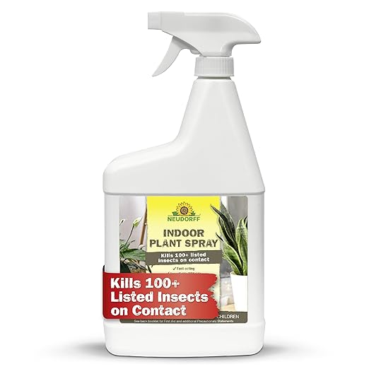 Neudorff Indoor Plant Spray for House Plants & Greenhouse, Kills Spider Mites, and Scale and 100+ Listed Insects on Contact for Organic Gardening, Contact Insecticide, Ovicide (32 oz)
