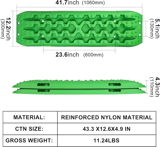 X-BULL New Recovery Traction Tracks Sand Mud Snow Track Tire Ladder 4WD (Green,3gen), Bag+Hardware+Tracks