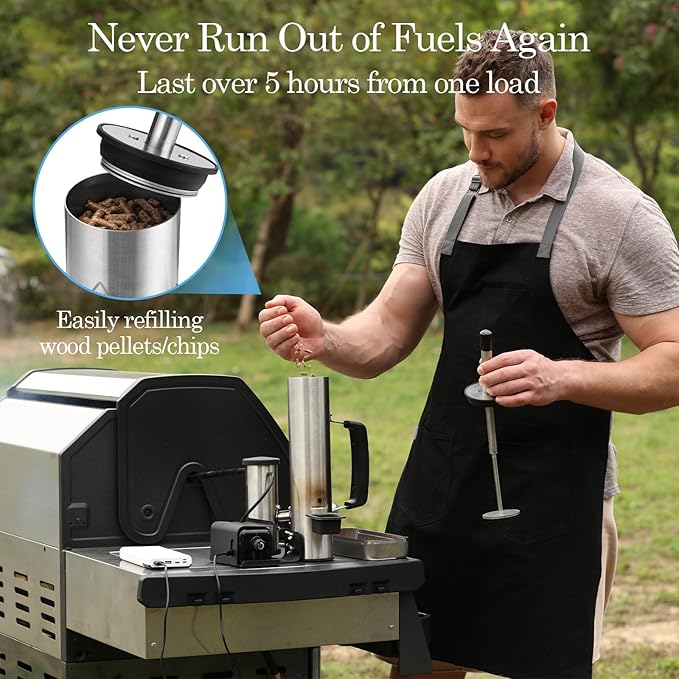 Smoke Generator,Upgraded Gas Grill to Smoker - Portable Electric BBQ Smoker,Smoker Box,12H Cold/Hot Smoke Tube, Suitable for Cold Smoking Cheese Backyard Tailgating Deck,Birthday Gifts for Men,Dad