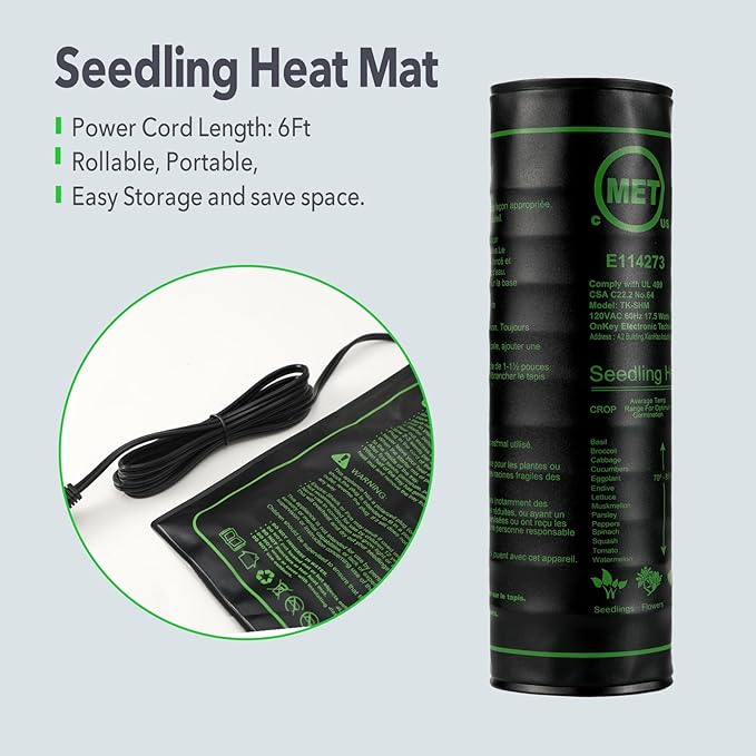Seedling Heat Mat with ETL Listed,Warm Hydroponic Heating Pad for Indoor Seed Starting,Brewing and Greenhouses,Durable Waterproof Germination Station Heat Mat (1 Pack-20"x10"-Heat Mat)