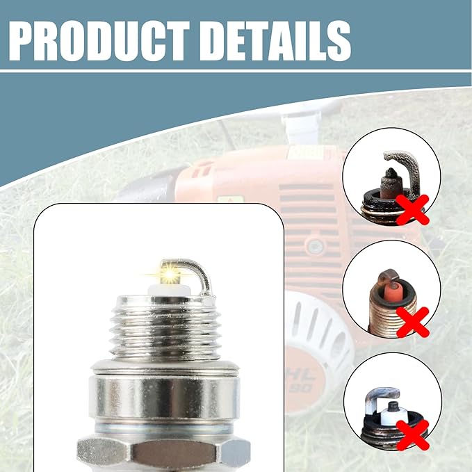 3Pcs L7T Spark Plugs for 36cc 43cc 47cc 49cc 52cc 2-Stroke Small Engine Chainsaw Trimmer Mower Blower Brushcutter Replace NGK BPMR7A BPM7A Champion RCJ6Y RCJ7Y Spark Plug