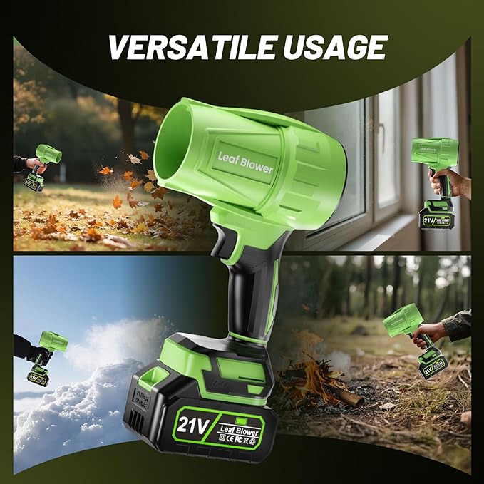 Leaf Blower Cordless with Battery and Charger, 550,000 RPM, Lightweight Handheld Design, Turbo Jet Blower for Lawn, Yard, Garage, Patio, and Sidewalk Cleaning.