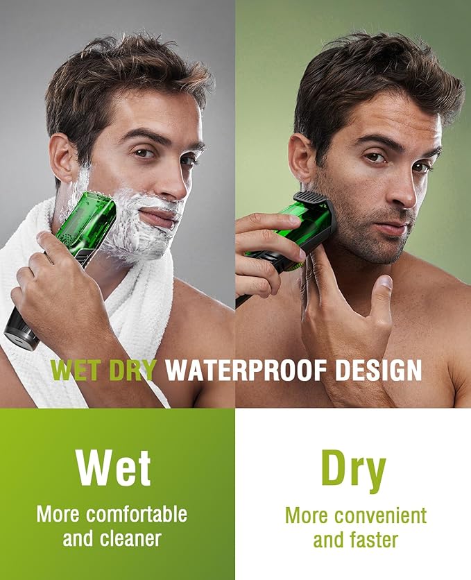 Beard Trimmer for Men: Vacuum Mustache Trimmer for Less Mess -IPX7 Waterproof- Rechargeable Electric Beard Cutting Kit with Adjustable Length Comb- Built-in Vacuum for Sideburns, Stubble