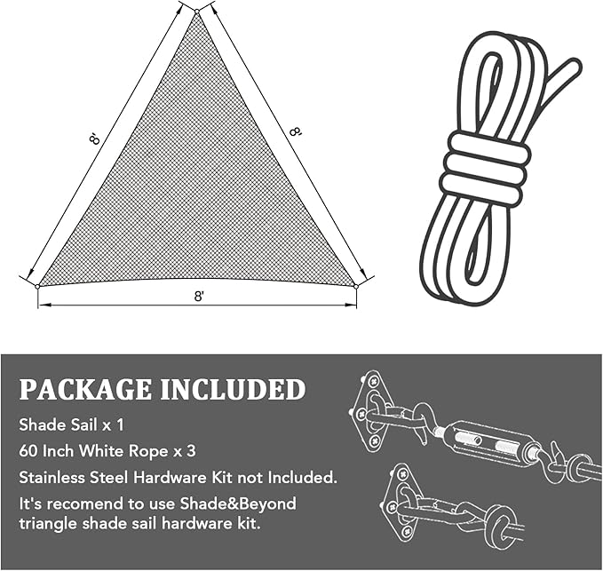 Shade&Beyond Sun Shade Sail Breathable UV Block Outdoor Covering Cloth for Backyard, Pool, 7'X7'X9.9', Mocha (Customized Available)