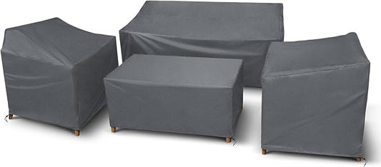STARTWO Outdoor Furniture Cover Waterproof, 4 Piece Patio Furniture Set Cover for Outside Couch, Lawn Chairs, Coffee Table, Windproof with Buckle Strap, Grey