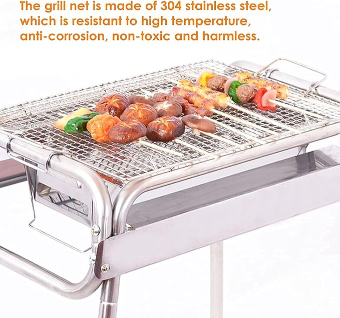 Charcoal Grill, Barbecue Charcoal Grill, Outdoor Stainless Steel Smoker BBQ grill for Outdoor Cooking Camping Picnics Beach 336 Square Inches
