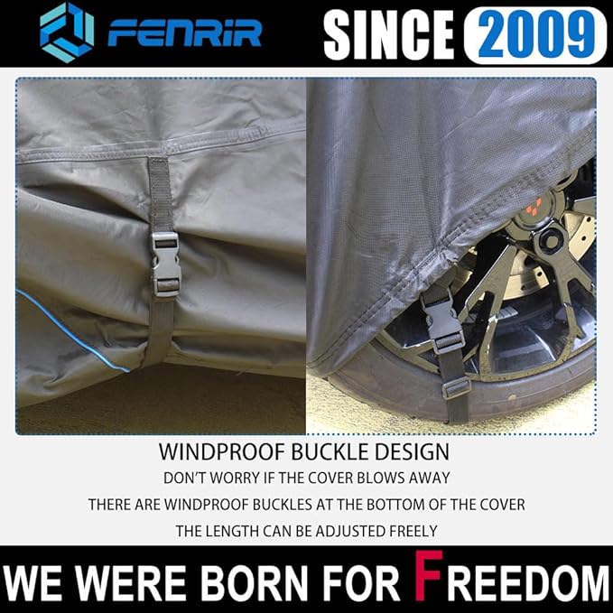 Fenrir Three Wheel Motorcycle Cover All Season Protection Waterproof Outdoor Storage Antenna Hole Quick Release Luggage Design Compatible with Can AM Spyder RT Limited/Sea-to-Sky Spyder F3 Limited