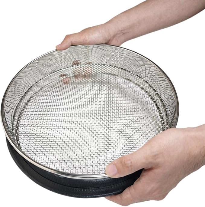 Upgraded Soil Sifter, 11 Inch (1/8'' Mesh Screen) Dirt Sifter Thickened Stainless Steel Garden Sieve for Compost Sand and Rocks Suitable for 5 Gallon Bucket