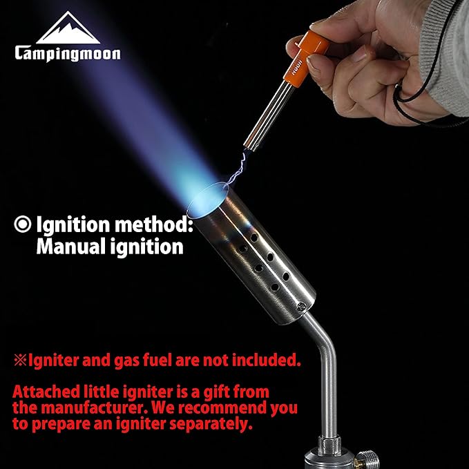 CAMPINGMOON Propane MAPP Torch Head Camping Grill Charcoal Starter with Flame Control Valve for BBQ Campfire Fireplace MT-3915-PG (Gas Fuel Not Included)