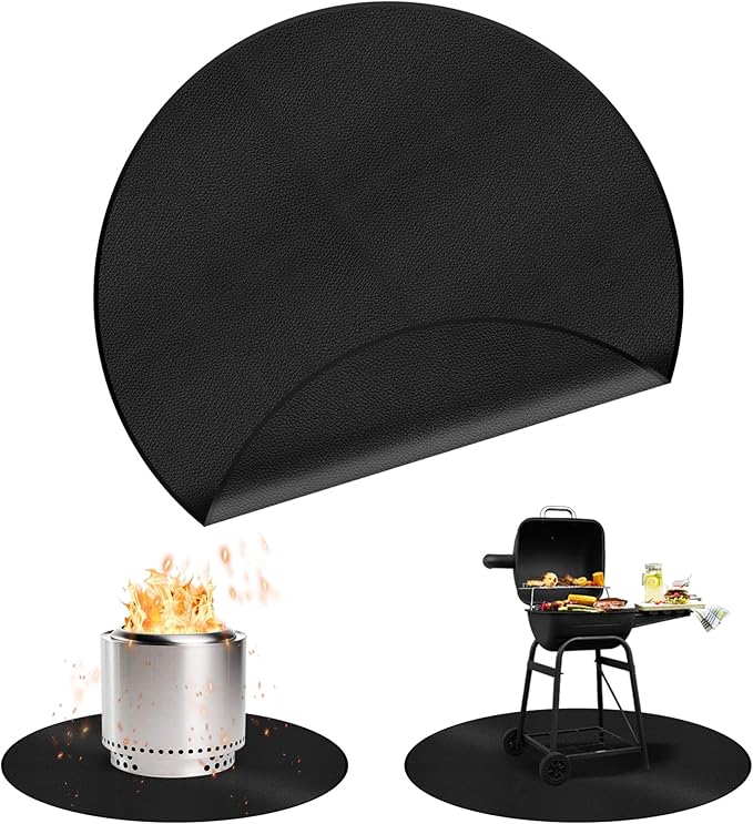 40" 3-Ply Round BBQ Mat, Fire Pit Mat for Solo Stove Bonfire, Easy Clean Reusable Waterproof Mat, Fireproof Pads for Under Fire Pit, Charcoal Grills, Griddles and Smokers