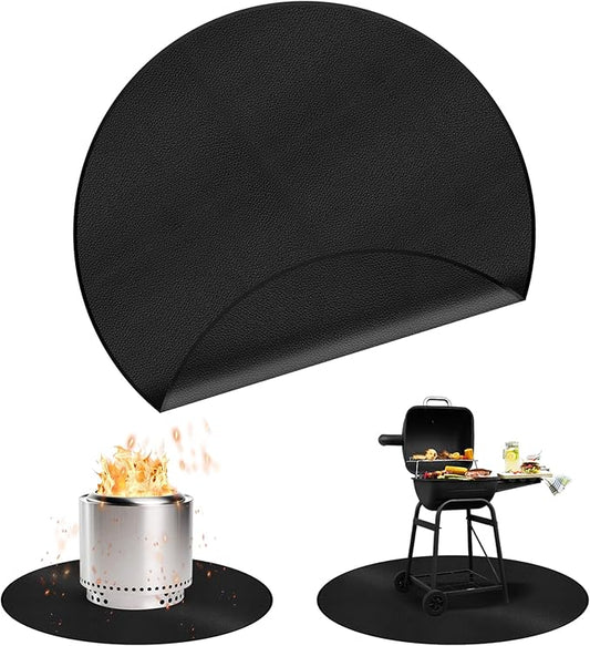 40" 3-Ply Round BBQ Mat, Fire Pit Mat for Solo Stove Bonfire, Easy Clean Reusable Waterproof Mat๏ผ Fireproof Pads for Under Fire Pit, Charcoal Grills, Griddles and Smokers