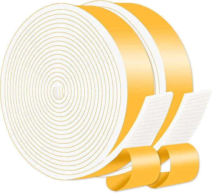 Weather Stripping Door Seal,Weather Stripping,Soundproof,Cold Insulation,High Density CR Foam Insulation Tape for Door, Front Door Frame, Windows,(White,1 in x 1/8 in x 33Ft)