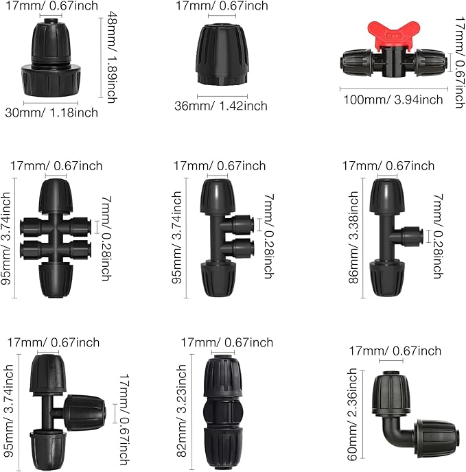 Bonviee 6 Pack 1/2 Inch Drip Irrigation Tee Connectors, Barbed Lock Fittings for 1/2β Tubing, Leak-Proof 3-Way Coupler for Garden Hose, Drip System Repair & Extension