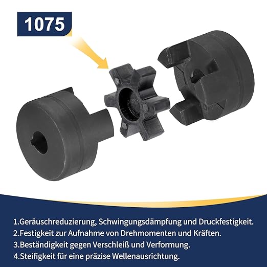 uxcell 1/2" to 1/2" L075 Flexible 3-Piece L-Jaw Coupling Coupler Set & Buna-N NBR Rubber Spider for Log Splitter Hybrid Equipment