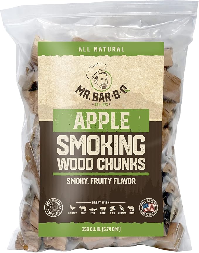 Variety Pack Wood Chunks for Smoking by Mr. Bar-B-Q, Variety of 4 Flavors Hickory, Apple, Cherry & Mesquite Wood Chunks for Smoking Meat, BBQ Grilling, Camping & Outdoor Adventures - 4 x 3.5 Pound Bag